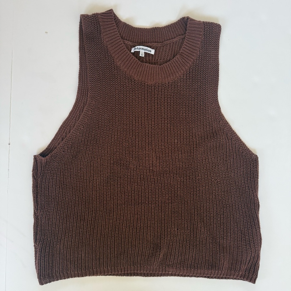 Reformation Chocolate Brown Knit Tank Top